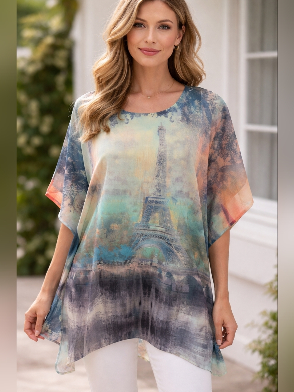 Mushka By Sienna Rose Paris Poncho Style Blouse, Size Large